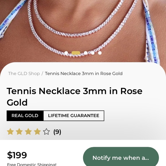 Rose Gold Tennis Necklace | The GLD Shop - Picture 10 of 11